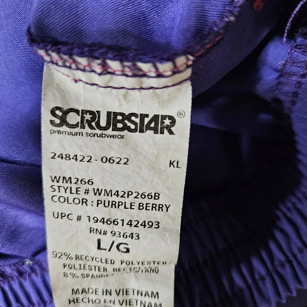 Scrubstar Premium Scrub Set Purple Berry V-Neck Jogger Large